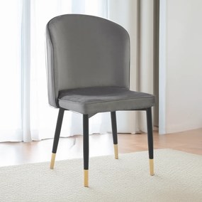 Scaun de sufragerie, ţesătură Velvet gri/negru, UDAJA