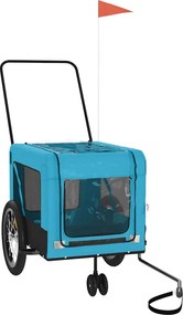 vidaXL Remorcă bicicletă animale companie, albastru/negru, oxford/fier