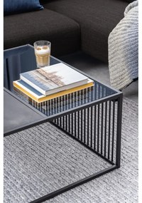 Măsuță de cafea neagră cu blat din sticlă 80x80 cm Strington – Actona