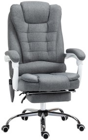 Vinsetto Scaun de Birou cu Telecomandă și 6 Puncte de Masaj, Tapitat cu Stofă Tip Catifea, 67x79x111-121 cm, Gri | Aosom Romania