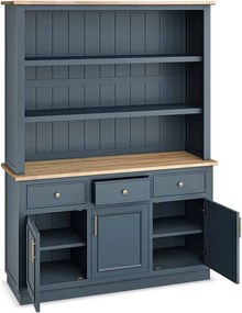 Bibliotecă lemn masiv natur Richmond Albastru/, 140 × 45 × 190 cm