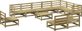 vidaXL Set canapea de grădină, 11 piese, lemn de pin tratat