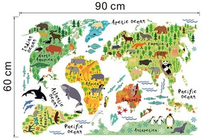 Autocolant de perete "Harta colorată a lumii 2" 95x73 cm