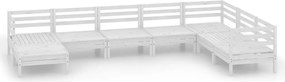 vidaXL Set mobilier de grădină, 8 piese, alb, lemn masiv de pin