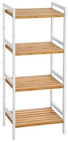 Etajera Multifunctionala cu 4 Rafturi, Bambus, Alb / Natur, Vasagle, BCB74WN