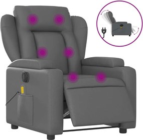 vidaXL Fotoliu de masaj electric rabatabil, gri, piele ecologică