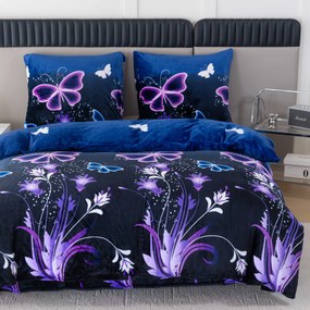 Lenjerie de pat microplus VIOLET BUTTERFLY albastru închis Dimensiune lenjerie de pat: 2 buc 70 x 90 cm | 200 x 220 cm