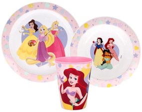 Prințesele Disney Set masă True, set plastic pentru microunde, cu pahar de 260 ml