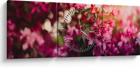 Tablou cu florile tufișului înflorit (cu ceas) (90x30 cm)