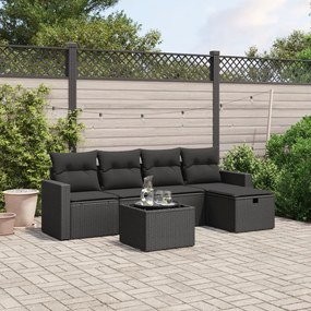 3263471 vidaXL Set mobilier de grădină cu perne, 6 piese, negru, poliratan