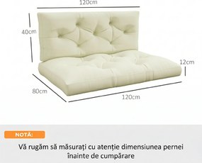 Outsunny Set 2 Perne de Grădină pentru Ședere și Spate cu Umplutură Groasă, Perne de Exterior din Poliester pentru Canapele și Paleți, Crem | Aosom Romania