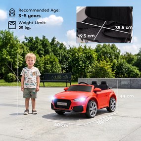 HOMCOM Mașină Electrică AUDI TT pentru Copii, Mașină Electrică cu Telecomandă, USB, Uși cu Deschidere și Faruri LED, 102x60x44 cm, Roșu