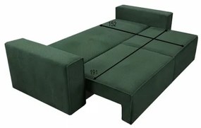 Canapea extensibilă 3 locuri cu spațiu de depozitare RONDA, verde