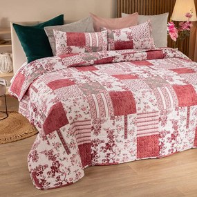 decoDoma Cuvertură de pat VINTAGE ROSE bordo pat dublu