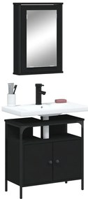 vidaXL Set mobilier de baie, 2 piese, negru, lemn compozit