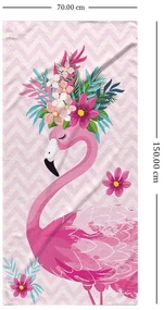 Prosop de plaja FLAMINGO CU FLORI 70 x 150 cm colorat