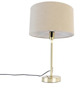 Lampă de masă aurie reglabilă cu abajur maro deschis 35 cm - Parte