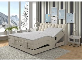 Pat electric reglabil, cu arcuri, bej, 180x200, GERONA