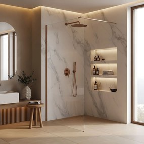 Paravan de dus Rea Flexi Transparent / Brush Copper 140