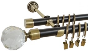 Galerie dubla duo KULA CRySTAL 19/19 mm negru aur antic (Alege marime: 240 cm)