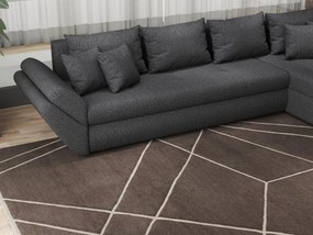 Colțar extensibil dumonde cu ladă de depozitare si sezut confortabil din spuma high-density, Loana XL Enjoy Grafit II 335x185 cm