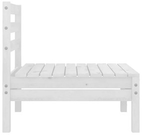 Set mobilier de gradina, 4 piese, alb, lemn masiv de pin Alb, colt + 2x mijloc + suport pentru picioare, 1