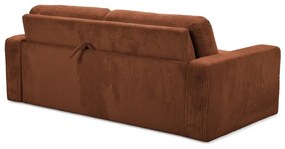 Canapea teracotă extensibilă cu tapițerie din catifea reiată 195 cm Nona – Makamii