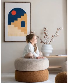 Fotoliu puf pentru copii maro cu tapițerie din țesătură bouclé Round – Wigiwama