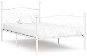 284448 vidaXL Cadru de pat cu bază din șipci, alb, 100 x 200 cm, metal