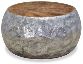 vidaXL Măsuță de cafea din aluminiu și tec, 60 x 60 x 30 cm