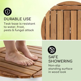 Sumatra Teak Round, duș de grădină, aluminiu, lemn de tec, mâner.