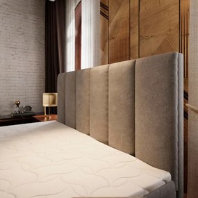 OFERTA Pat tapitat boxspring MERALIS 160x200 cm bej II. calitate Saltele: Saltea cu arcuri Bonell