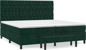 vidaXL Pat box spring cu saltea, verde închis, 200x200 cm, catifea