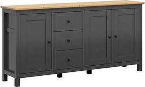 Comoda HESEN, gri grafit/stejar artisan, PAL melaminat, 199x44x96 cm