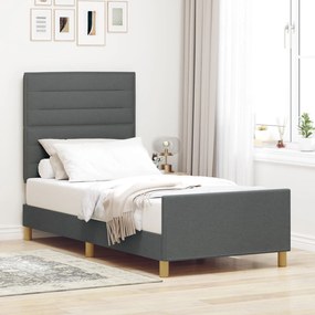 vidaXL Cadru de pat, gri închis, 90x200 cm, textil