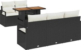 vidaXL Set de canapele pentru grădină 6 pcs Negru Rattan poli