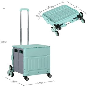 HOMCOM Carucior de cumparaturi Einkaufswagen, Treppensteiger, pliabil, Maner Telescop, pana la 65 kg capacitate de incarcare, Verde | Aosom Romania