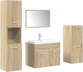 vidaXL Set mobilier de baie, 5 piese, stejar sonoma, lemn prelucrat
