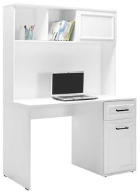 Birou Adore Country cu biblioteca, Alb Mat,  120x167x60 cm