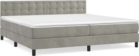 vidaXL Pat box spring cu saltea, gri deschis, 200x200 cm, catifea