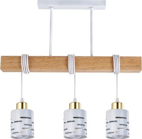 Lustră suspendată pe cablu ELEN 3xE27/35W/230V alb/auriu/maro