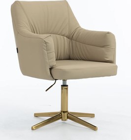 HR840CROSS Scaun Crem Piele Ecologica Premium Soft cu Bază Aurie