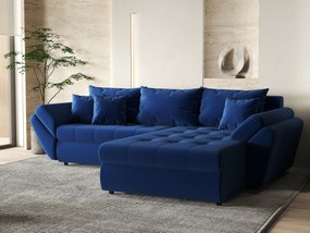 Colțar extensibil dumonde cu ladă de depozitare si sezut confortabil din spuma high-density, Loana Royal Blue II 270x185 cm
