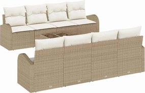 vidaXL Set de canapele pentru grădină cu pernă 9 pcs Bej și crem
