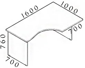 Masa ergonomica Visio 160 x 100 cm, dreapta, nuc
