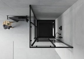 Mexen Rio cabina de duș pătrată 80 x 80 cm, benzi negre, neagră + cadă Flat, neagră - 860-080-080-70-20-4070B