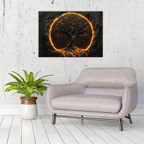 Tablou pe sticlă – Arborele vieții în lavă II. (70x50 cm)