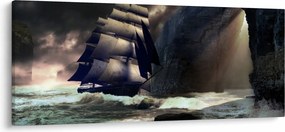 Tablou - Navă printre recife (120x50 cm)