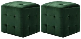 vidaXL Taburet, 2 buc., verde, 30 x 30 x 30 cm, țesătură catifea