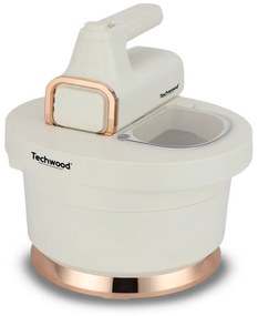 Mixer cu bol Techwood TMB-340, 500W, 6 viteze, 2x 3.5 l, Capac anti-stropire, Alb sampanie
